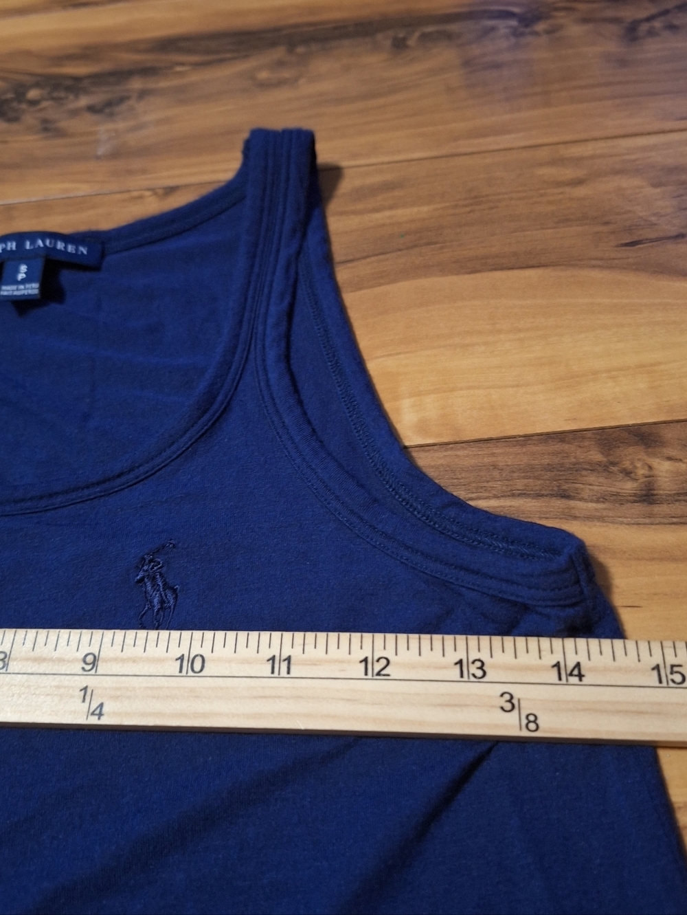 Ralph Lauren Womens S preppy coastal nautical pony logo navy blue tank top - Picture 5 of 6